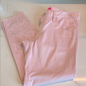 Lilly Pulitzer Light Pink Skinny Pants with Pearl Accents